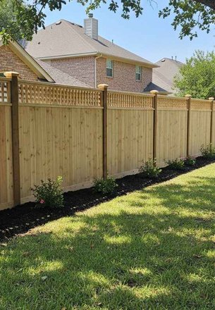 wood privacy fence in a Houston backyard