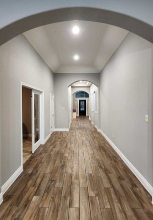 satin finish painted hallway