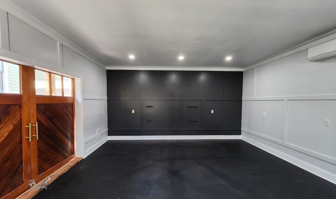 Freshly painted hallway with new trim