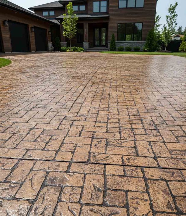 stamped concrete patio by Saul's Home Improvement in Houston