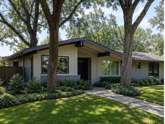 completed mid century exterior repaint in Hunters Creek Memorial TX