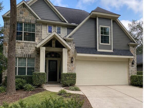 completed stone and Hardie facade refresh in Gleannloch Spring TX